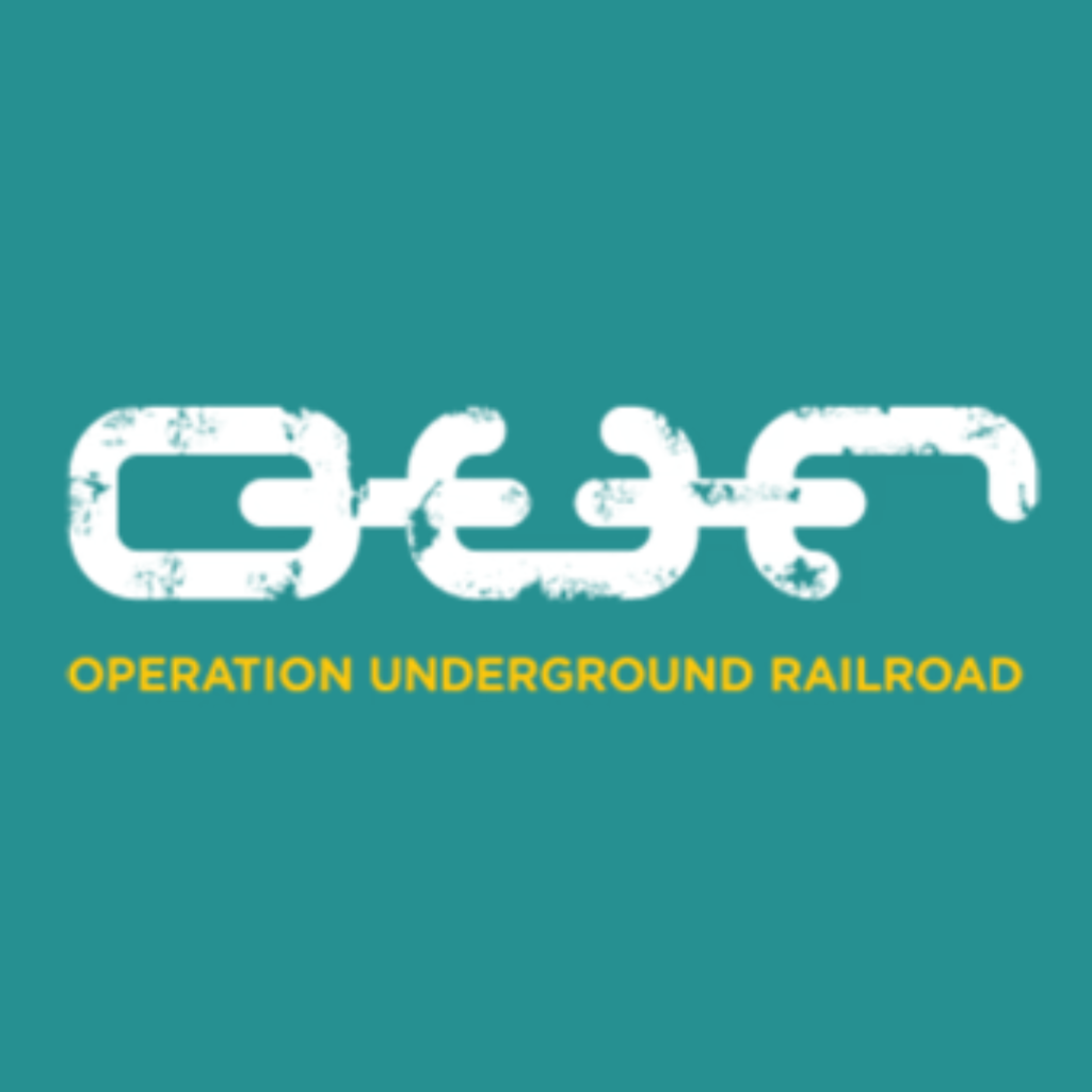 Operation Underground Railroad logo on a teal background, part of the mission and community page.