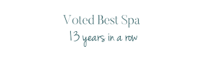 White graphic with teal serif and handwritten fonts reading: ‘Voted Best Spa – 13 years in a row.’ Highlights Serenity Day Spa’s award-winning reputation for consistent excellence.